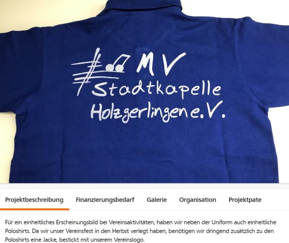 Spendenaktion Volksbank 2020 Projekt Jacken für Musikverein Holzgerlingen